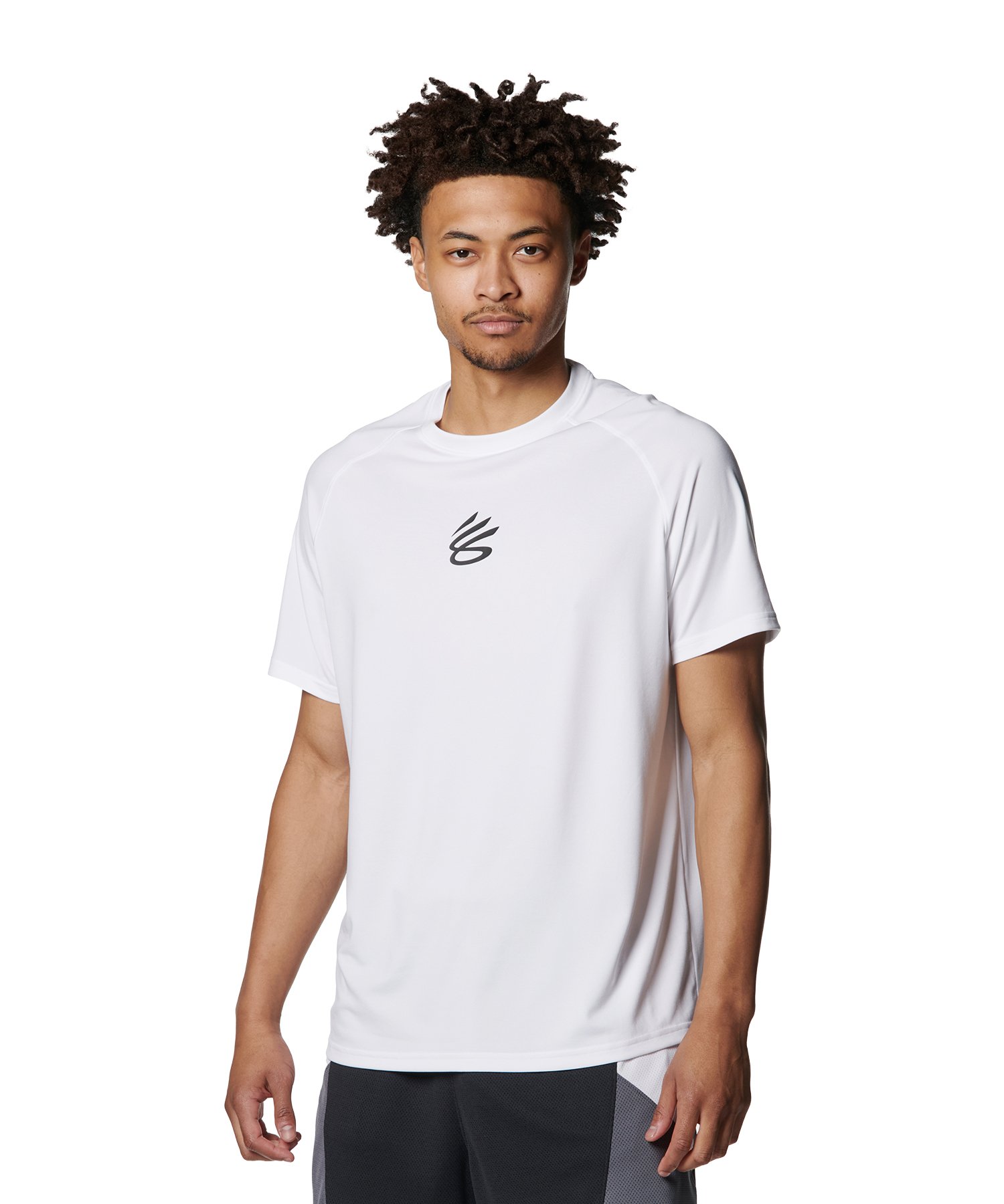 アンダーアーマー カリー テック ロゴ ショートスリーブTシャツ(バスケットボール/MEN)1384724 100:White / Black ステフィン・カリー コレクション バスケットTシャツ バスケTシャツ カリーTシャツ ステフィンカリーTシャツ トレーニングシャツ 練習着 オシャレ着