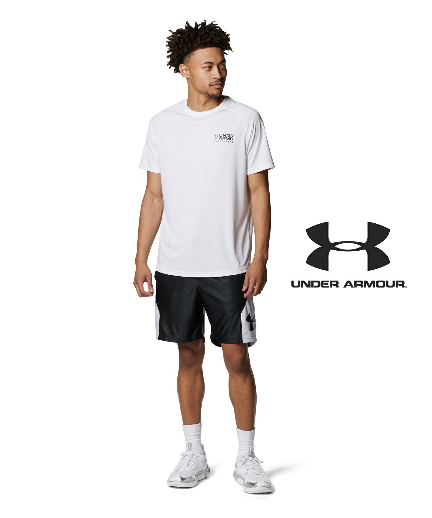 アンダーアーマー UA テック グラフィック ショートスリーブ Tシャツ UA ベースライン マネー ショーツ 上下セット（バスケットボール/MEN）1384723/1384726（100：001）Tシャツ バスケTシャツ バスケットパンツ バスパン SET UP セットアップ 上下