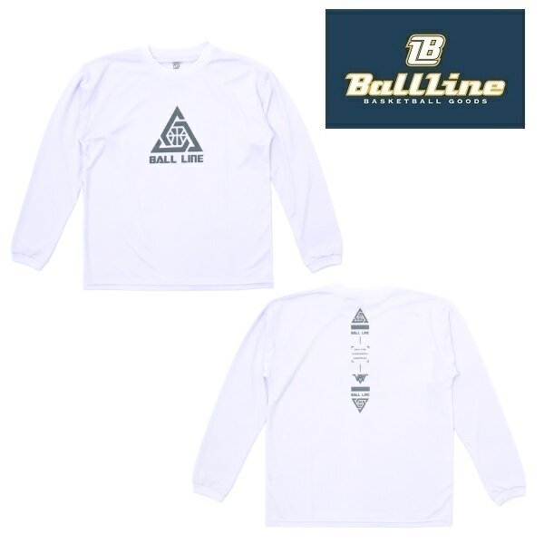 【25年秋冬NEW】オンザコート BALL LINE ボールライン バスケット スリムロングスリーブシャツ NBT6751：ホワイト バスケロングTシャツ バスケットロングTシャツ ボールラインバスケロングTシャツ バスケットロンT バスケロンT ロンT ロングスリーブ