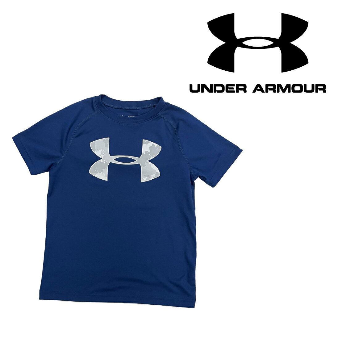 アンダーアーマー 【キッズ】 UNDER ARMOUR [1228803 997] トレーニング ウエア ネイビー T シャツ ヒートギア サッカー ミニバス 練習着 ジム着 ユース ビックロゴ