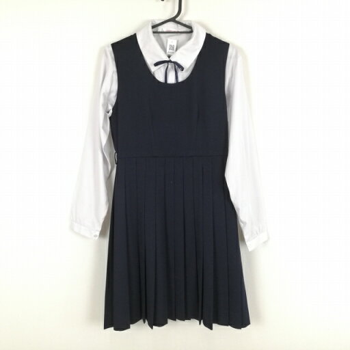 ジャンパースカート 紐タイ バスト86 ウエスト68 カンコー 冬物 女子 学生服 中学 高校 紺 制服 中古 ランクC NA0575 ジャンパースカート 紐タイ バスト86 ウエスト68 カンコー 冬物 女子 学生服 中学 高校 紺 制服 中古 ランクC NA0575