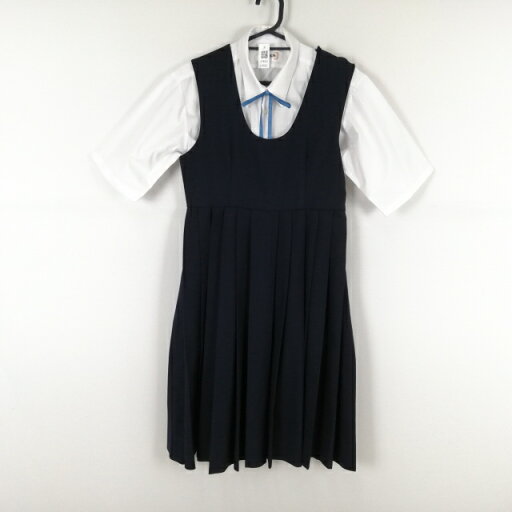 ジャンパースカート 紐タイ バスト80 ウエスト68 冬物 女子 学生服 中学 高校 紺 制服 中古 ランクC EY9561 ジャンパースカート 紐タイ バスト80 ウエスト68 冬物 女子 学生服 中学 高校 紺 制服 中古 ランクC EY9561