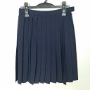 スクールスカート 夏物 w66-丈56 紺 中学 高校 プリーツ 学生服 制服 女子 中古 HK4716