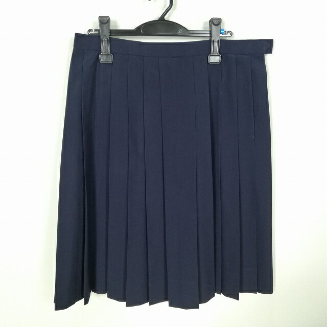 スクールスカート 大きいサイズ 夏物 w78-丈64 紺 中学 高校 プリーツ 学生服 制服 女子 中古 HK6617