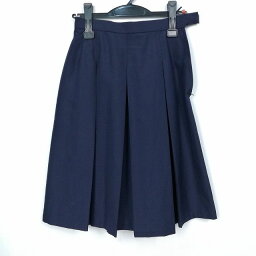 スクールスカート 夏物 w60-丈58 紺 中学 高校 プリーツ 学生服 制服 女子 中古 HK7670