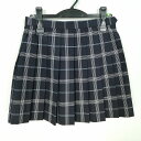 スクールスカート 夏物 w66-丈41 チェック 中学 高校 ミニ丈 プリーツ 学生服 制服 女子 中古 HK8061