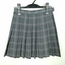 スクールスカート 夏物 w60-丈45 チェック 中学 高校 ミニ丈 プリーツ 学生服 制服 女子 中古 HK8065