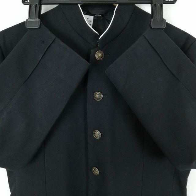 学生服 学ラン 170A 男子 トンボ 上着 ウール混 標準型学生服 ラウンドカラー サージ 黒 中古 ランクC a3 JJ5422