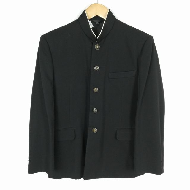 学生服 学ラン 160A 男子 トンボ 上着 ウール混 標準型学生服 ラウンドカラー カシドス 黒 中古 ランクC a3 JJ5884