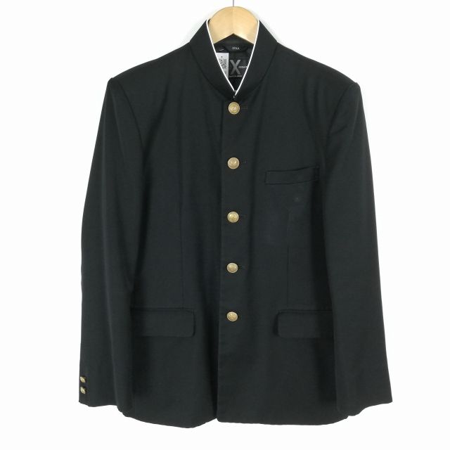 学生服 学ラン 170A 男子 富士ヨット 上着 丸洗い可 標準型学生服 ラウンドカラー カシドス 黒 中古 ランクC a3 JJ5888