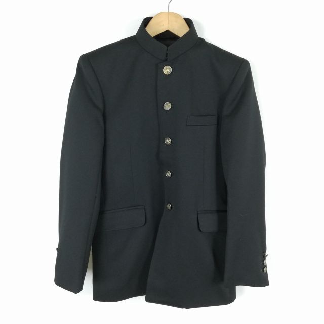 学生服 学ラン 約165A 男子 上着 変形学生服 Van Jet 詰襟 カシドス 黒 中古 ランクC a3 JJ5952