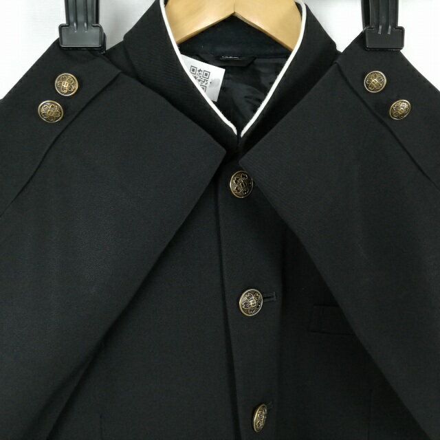 学生服 学ラン 165A 男子 トンボ 上着 ウール混 標準型学生服 ラウンドカラー カシドス 黒 中古 ランクC a3 JJ6213
