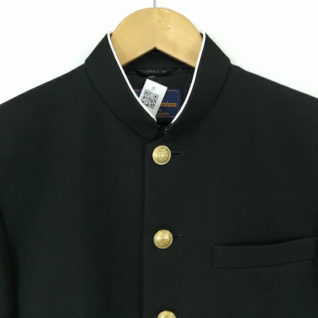 学生服 学ラン 160A 男子 上着 ウール混 標準型学生服 ラウンドカラー カシドス 黒 中古 ランクC JJ4037