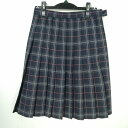 スクールスカート 夏物 w66-丈55 チェック 中学 高校 プリーツ 学生服 制服 女子 中古 HK4895
