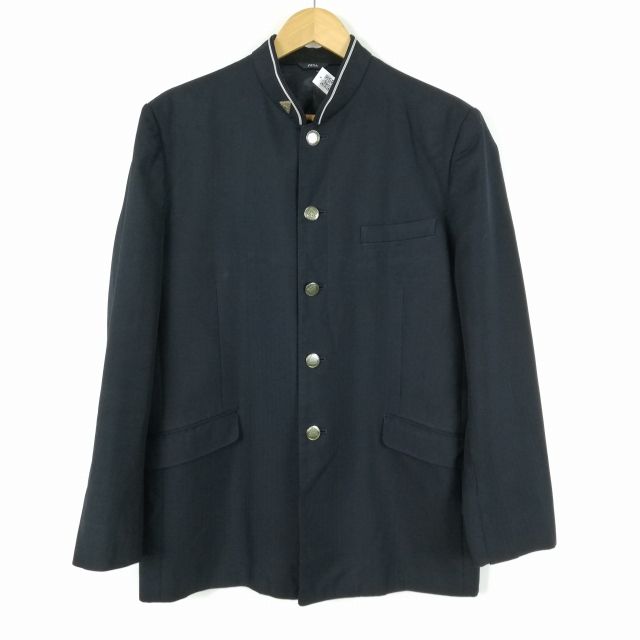 学生服 学ラン 185A 男子 トンボ 上着 ウール混 学校指定制服 ラウンドカラー 紺 中古 ランクB a3 JJ5316