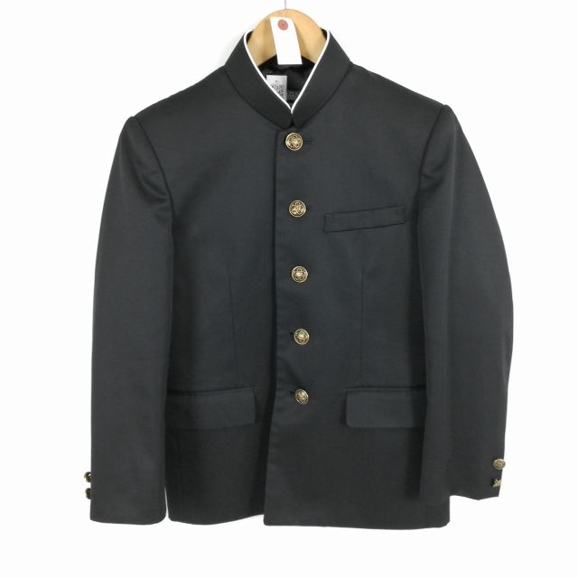 学生服 学ラン 150A 男子 上着 標準型学生服 ラウンドカラー カシドス 黒 中古 ランクC a3 JJ5570