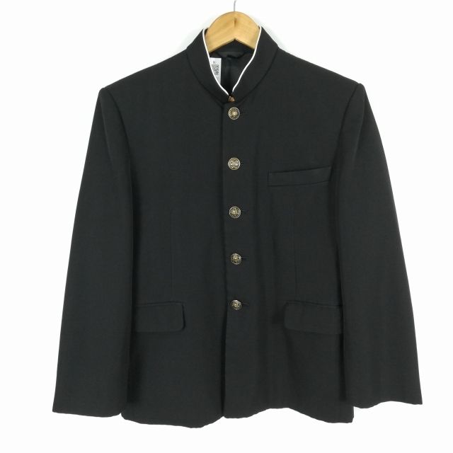 学生服 学ラン 160A 男子 トンボ 上着 ウール混 標準型学生服 ラウンドカラー カシドス 黒 中古 ランクC a3 JJ5872