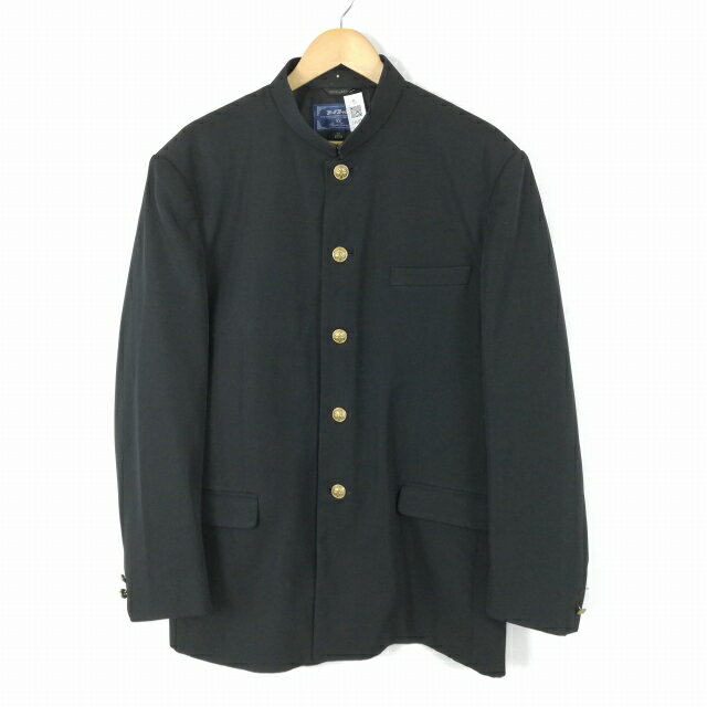 学生服 学ラン 190A 男子 上着 ウール混 標準型学生服 詰襟 カシドス 黒 中古 ランクC a3 JJ6977