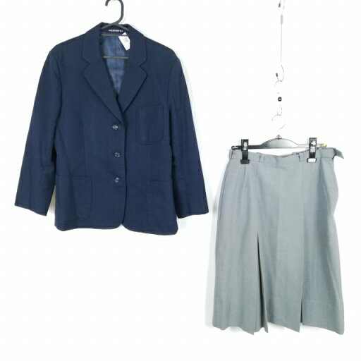 ブレザー スカート 上下2点セット 大きいサイズ 冬物 女子 学生服 中学 高校 紺 制服 中古 ランクC NA7364 ブレザー スカート 上下2点セット 大きいサイズ 冬物 女子 学生服 中学 高校 紺 制服 中古 ランクC NA7364