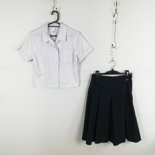 ブラウス スカート 上下2点セット L 夏物 女子 学生服 中学 高校 白 制服 中古 ランクC EY0676 ブラウス スカート 上下2点セット L 夏物 女子 学生服 中学 高校 白 制服 中古 ランクC EY0676