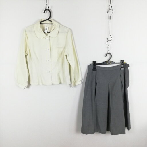 ブラウス スカート 上下2点セット 3L 大きいサイズ 中間服 女子 学生服 中学 高校 黄 制服 中古 ランクC EY0677 ブラウス スカート 上下2点セット 3L 大きいサイズ 中間服 女子 学生服 中学 高校 黄 制服 中古 ランクC EY0677