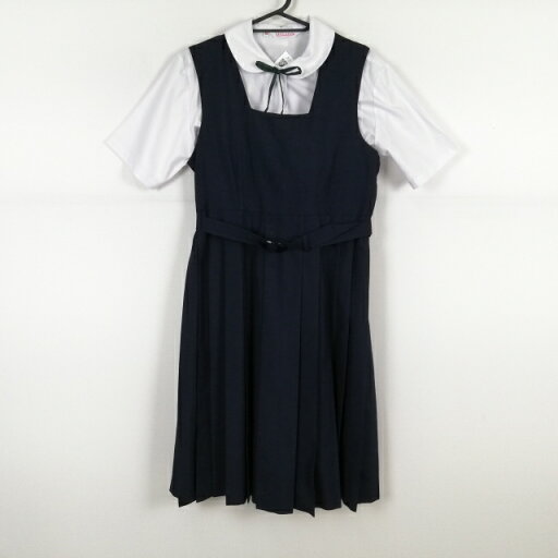 ジャンパースカート 紐タイ バスト88 ウエスト76 夏物 女子 学生服 中学 高校 紺 制服 中古 ランクB EY6981 ジャンパースカート 紐タイ バスト88 ウエスト76 夏物 女子 学生服 中学 高校 紺 制服 中古 ランクB EY6981