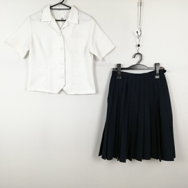 ブラウス スカート 上下2点セット 夏物 女子 学生服 中学 高校 白 制服 中古 ランクC EY9353