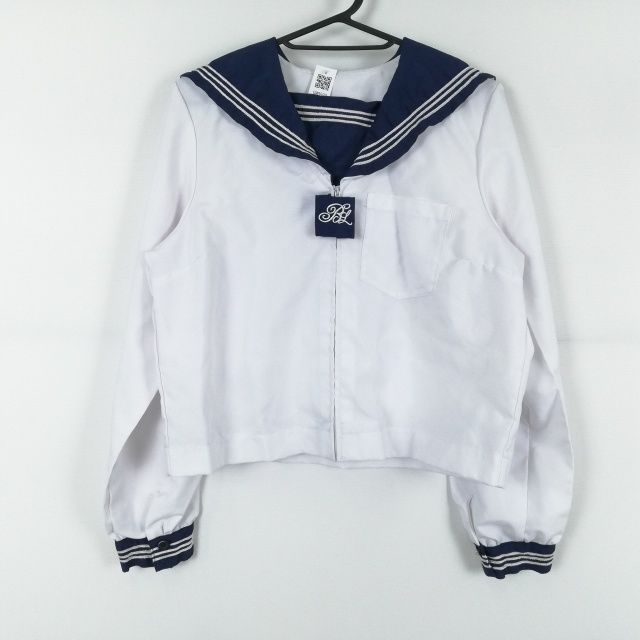 コスプレ セーラー服 上着 大きいサイズ 白3本線 女子 学生服 中学 高校 白 制服 中古 GM0599