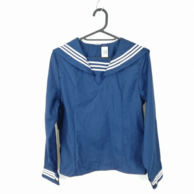 コスプレ セーラー服 上着 L 白3本線 女子 学生服 中学 高校 紺 制服 中古 GM1730