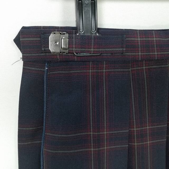 スクールスカート 夏物 w63-丈58 チェック 中学 高校 プリーツ 学生服 制服 女子 中古 HK3668