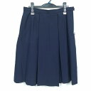 スクールスカート 大きいサイズ 夏物 w78-丈61 紺 中学 高校 プリーツ 学生服 制服 女子 中古 HK5472