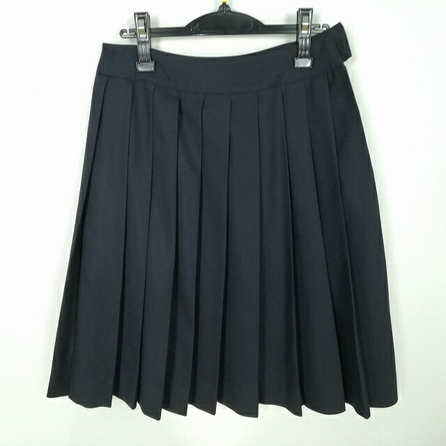 スクールスカート 冬物 w69-丈62 紺 中学 高校 プリーツ 学生服 制服 女子 中古 HK6635