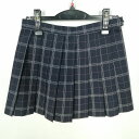 スクールスカート 夏物 w63-丈35 チェック 中学 高校 マイクロミニ プリーツ 学生服 制服 女子 中古 HK8101