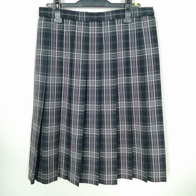 スクールスカート 夏物 w69-丈64 チェック 中学 高校 プリーツ 学生服 制服 女子 中古 HK9873