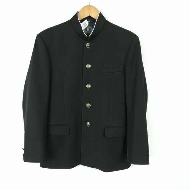 学生服 学ラン 170A 男子 上着 標準型学生服 ラウンドカラー カシドス 黒 中古 ランクC a3 JJ6247