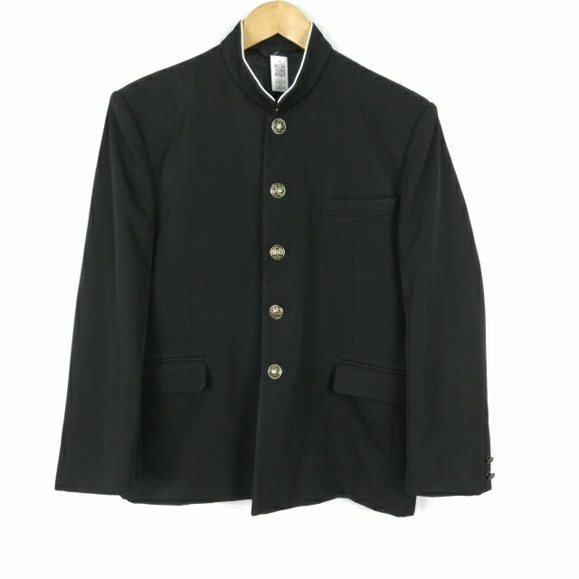 学生服 学ラン 165A 男子 トンボ 上着 ウール混 標準型学生服 ラウンドカラー カシドス 黒 中古 ランクC a3 JJ6250