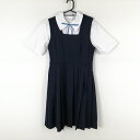 ジャンパースカート 紐タイ バスト86 ウエスト70 冬物 女子 学生服 中学 高校 紺 制服 中古 ランクB NA3934