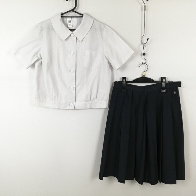 ブラウス スカート 上下2点セット EL 大きいサイズ 富士ヨット 夏物 女子 学生服 中学 高校 白 制服 中古 ランクC EY0693