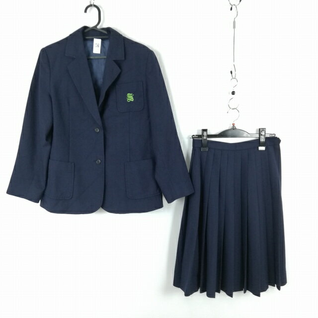 ブレザー ベスト スカート 上下3点セット 大きいサイズ 冬物 女子 学生服 神奈川平塚山城中学 紺 制服 中古 ランクC EY0906