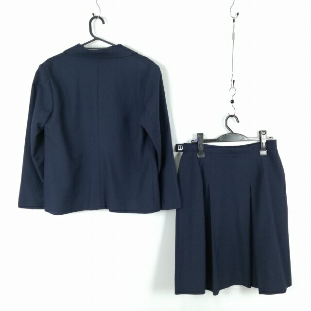 ブレザー スカート 上下2点セット 大きいサイズ 冬物 女子 学生服 中学 高校 紺 制服 中古 ランクC EY0910