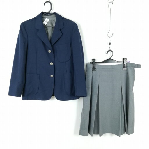 ブレザー ベスト スカート 上下3点セット 冬物 女子 学生服 東京日野第三中学 紺 制服 中古 ランクC EY0912 ブレザー ベスト スカート 上下3点セット 冬物 女子 学生服 東京日野第三中学 紺 制服 中古 ランクC EY0912