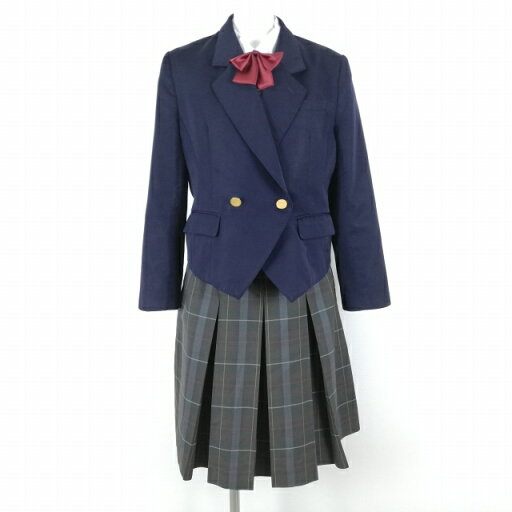 ブレザー ベスト チェックスカート リボン 上下5点セット 指定 冬物 女子 学生服 香川高松桜井高校 紺 制服 中古 ランクC EY5806 ブレザー ベスト チェックスカート リボン 上下5点セット 指定 冬物 女子 学生服 香川高松桜井高校 紺 制服 中古 ランクC EY5806