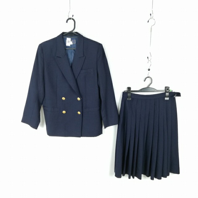 ブレザー スカート 上下2点セット 富士ヨット 冬物 女子 学生服 佐賀三日月中学 紺 制服 中古 ランクC ..