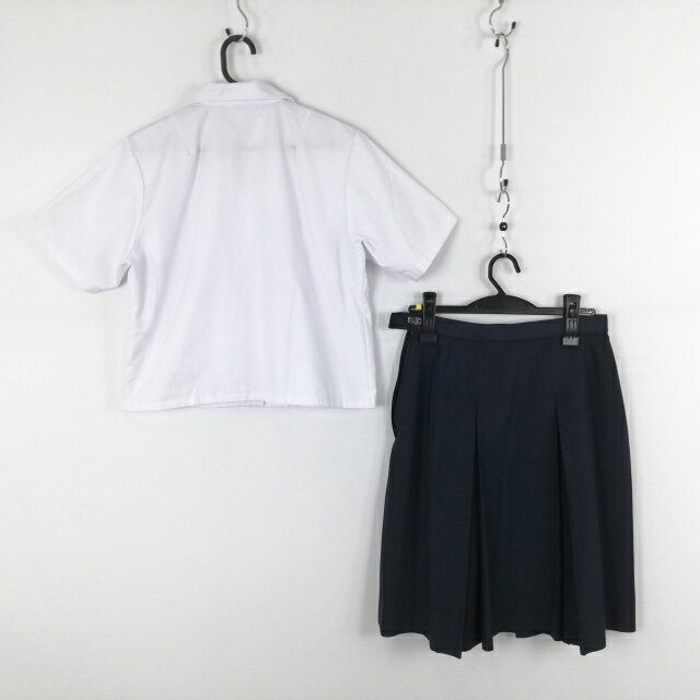 ブラウス スカート 上下2点セット 大きいサイズ トンボ 夏物 女子 学生服 中学 高校 白 制服 中古 ランクC EY6342