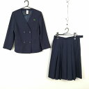 イートン スカート 上下2点セット 160A カンコー 冬物 女子 学生服 中学 高校 紺 制服 中古 ランクC EY9355