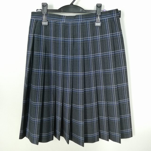 スクールスカート 大きいサイズ 夏物 w75-丈63 チェック 東京葛西中学 プリーツ 学生服 制服 女子 中古 HK3252