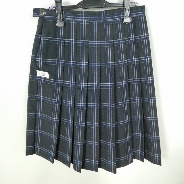 スクールスカート 大きいサイズ 夏物 w75-丈63 チェック 東京葛西中学 プリーツ 学生服 制服 女子 中古 HK3252