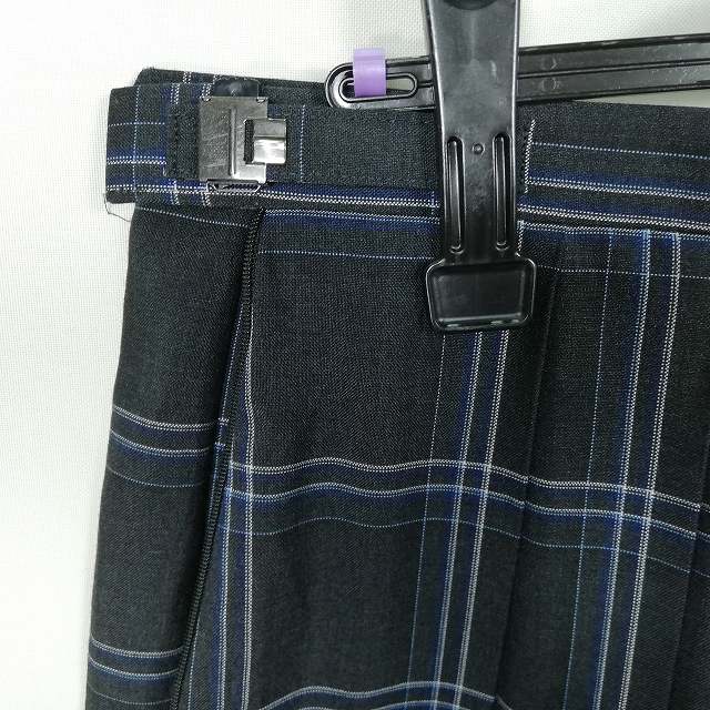 スクールスカート 大きいサイズ 夏物 w75-丈63 チェック 東京葛西中学 プリーツ 学生服 制服 女子 中古 HK3252
