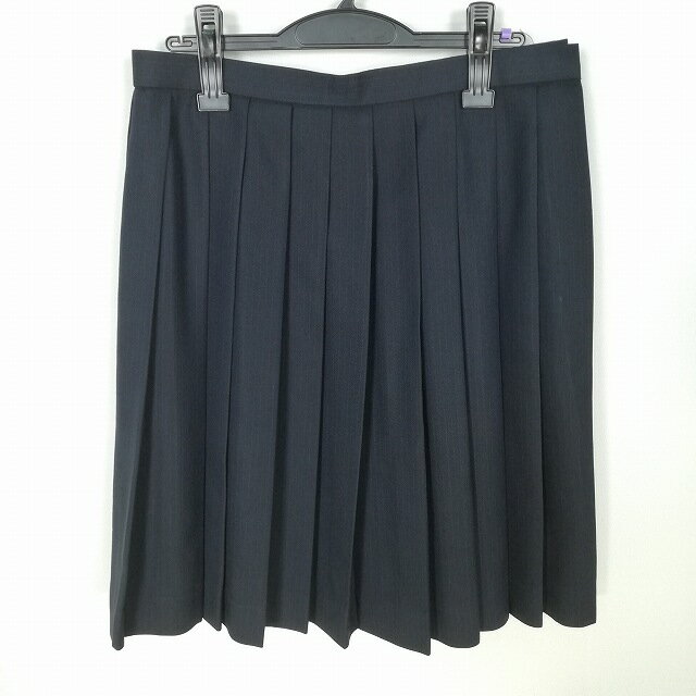 スクールスカート 大きいサイズ 冬物 w75-丈59 ストライプ 中学 高校 プリーツ 学生服 制服 女子 中古 HK3815