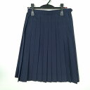 スクールスカート 夏物 w63-丈59 紺 中学 高校 プリーツ 学生服 制服 女子 中古 HK4883